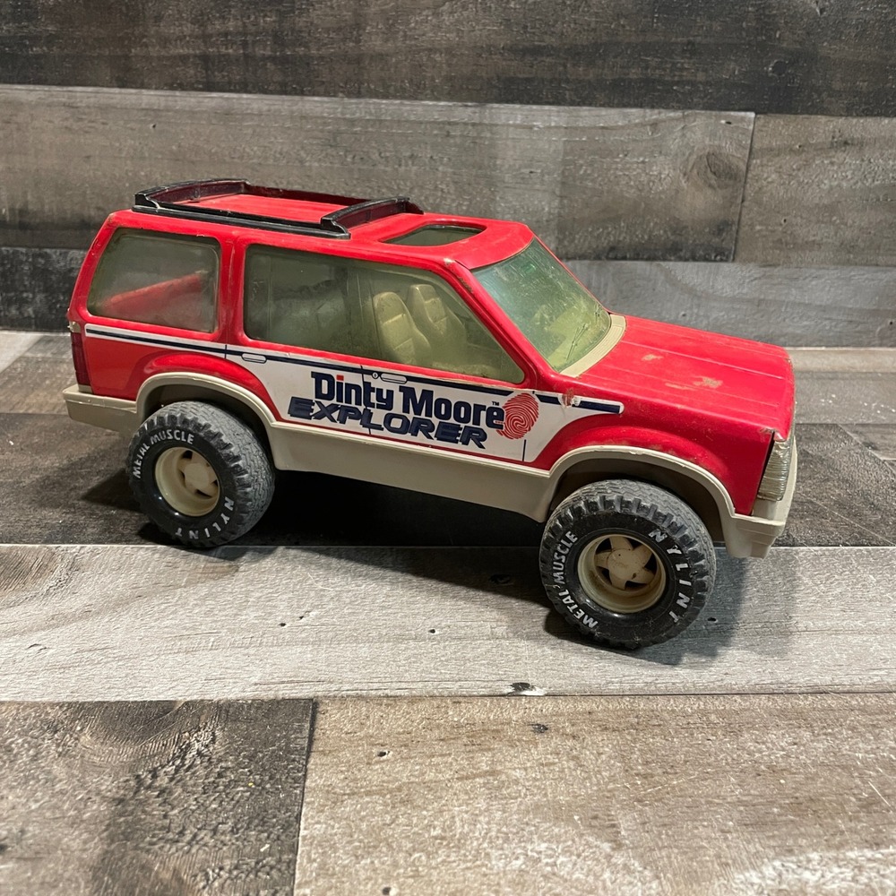 Vintage Nylint Dinty Moore Explorer Pressed Steel SUV Toy Red Made in USA